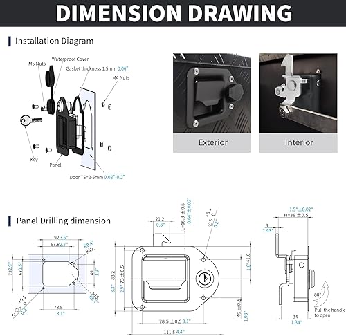 Miniatura 10 de Reemplazo de cerradura de caja de herramientas para camión, pestillo de paleta de montaje empotrado estándar, cerradura de manija para caja de