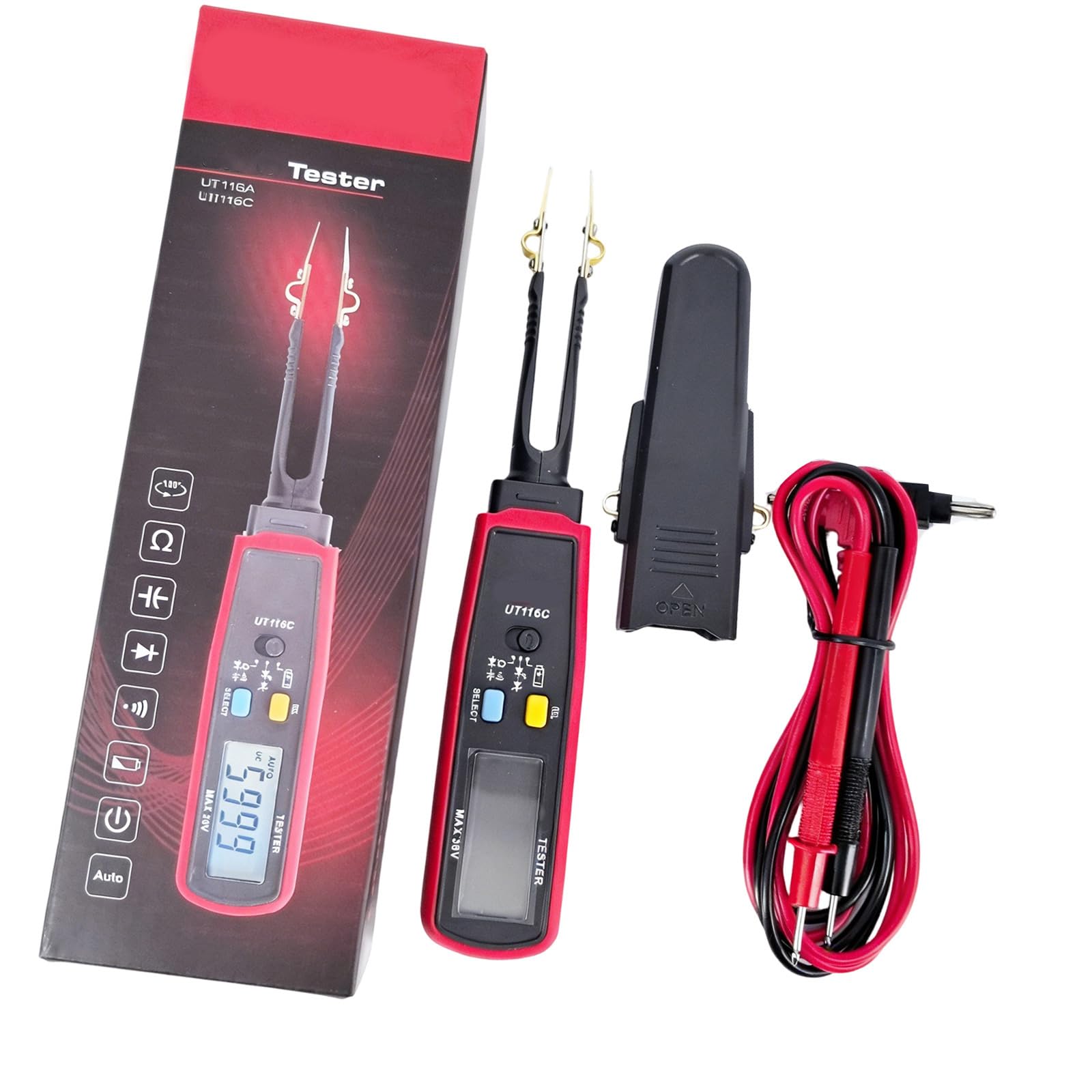 Multifunction Component Tester Digital Display for Fuses and Electronics Probe Fuses Monitor