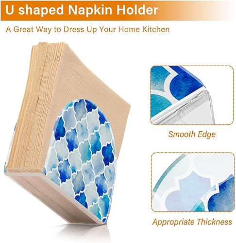 Miniatura 4 de Servilletero de azulejos marroquíes azules para mesa, dispensadores de servilletas de tejido acrílico, servilleteros de cóctel para mesa de comedor,