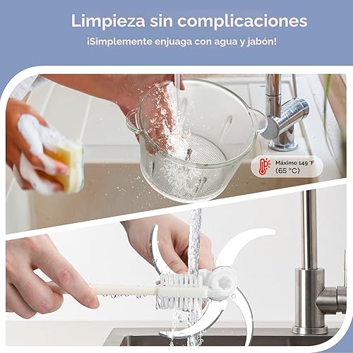 Miniatura 3 de Ganiza Procesador de alimentos, picadora de alimentos de 2 velocidades con 8 tazas de acero inoxidable y 8 tazas de cuencos de vidrio, botón