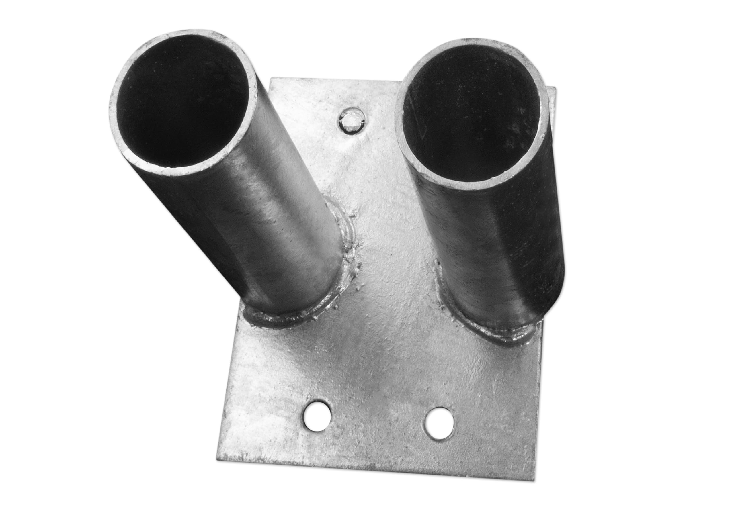 Bauzaun Bodenplatte zum Aufdübeln – stabile Metallplatte mit 2 Hülsen für Standrohre – für Mobilzäune & dauerhafte Absperrungen auf Beton – 10 Stück