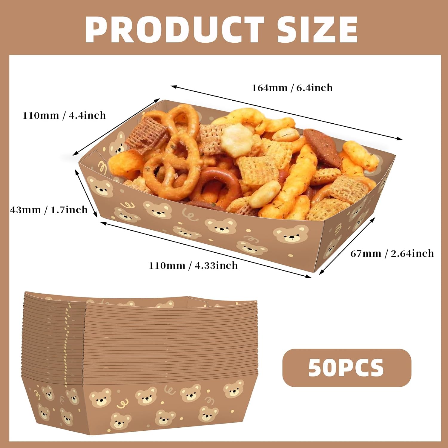 No Folding Required 50 Pack 2 Lb Bear Party Plates Bear Baby Shower Party Favors Paper Food Serving Tray Baby Shower Decorations Plates Nacho Paperboard Hot Dog Popcorn