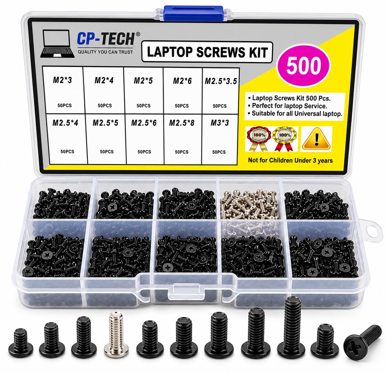 500PCS Laptop Screws Kit | Universal Notebook Computer Repair Screw Set | SSD & Hard Disk Screws | Compatible with Lenovo, Dell, HP, Acer, Asus, Sony, Toshiba, Samsung (Laptop Screws)-image-27
