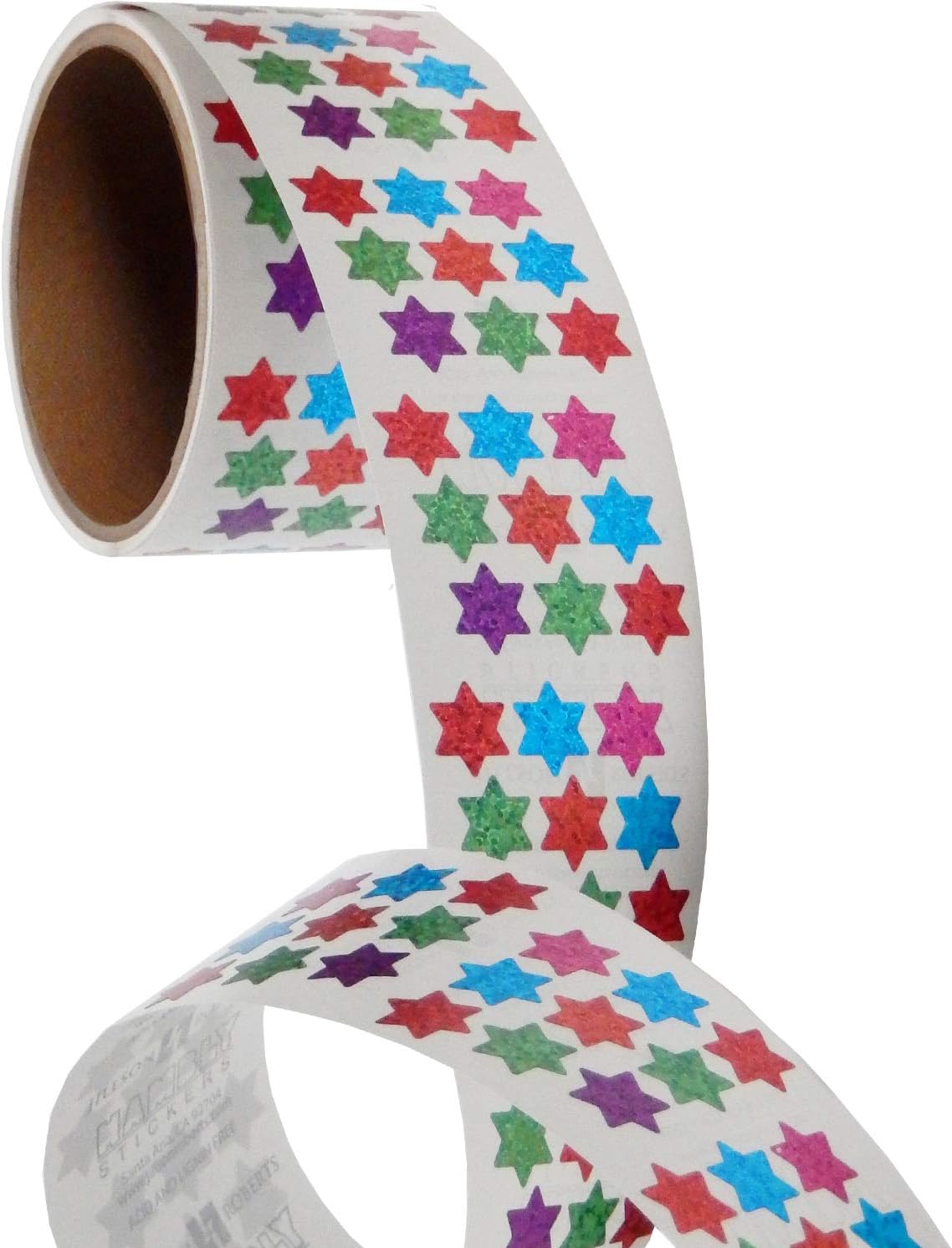 Jillson Roberts Prismatic Stickers, Micro Stars of David, Assorted Solid Colors, Bulk Continuous Roll (BS7528)