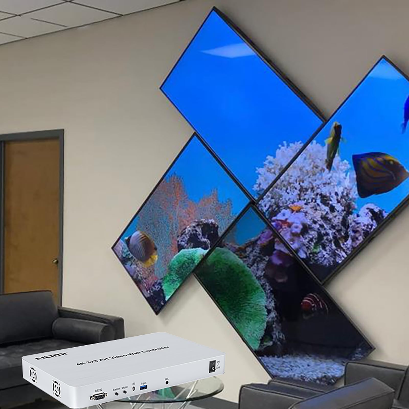 4K 3×3 TV-Spleißbox, Speziell Geformter 9-Kanal-Video-Spleißer, Frei Künstlerisches Spleißen Über Software Erstellen Und Mehrere HDMI/USB3.0-Schnittstellengeräte Unterstützen