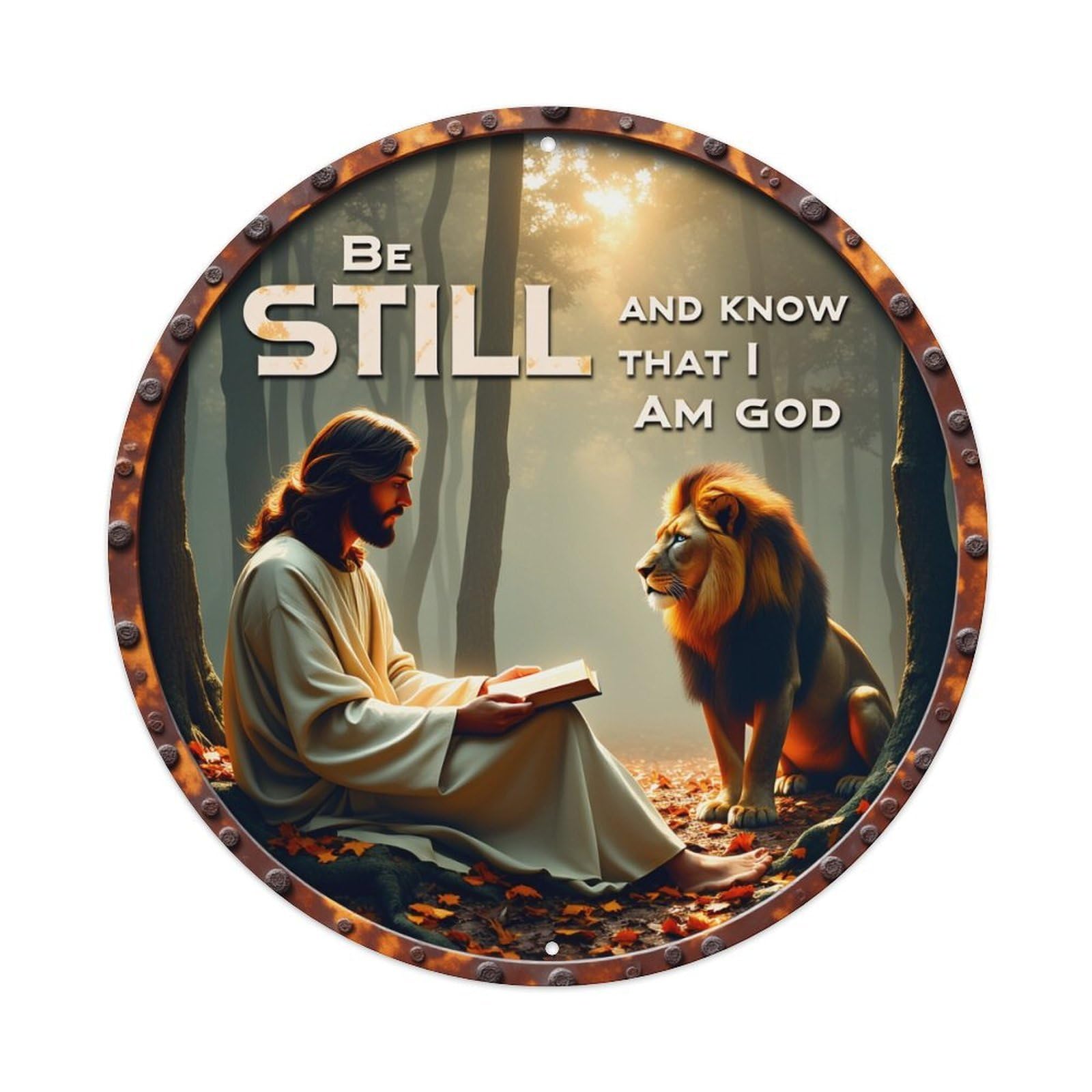 Be Still And Know That I Am God_1 Round Tin Sign Vintage Metal Poster, Home Bar Garage Man Cave Cafe Indoor & Outdoor Wall Decoration 8x8Inches