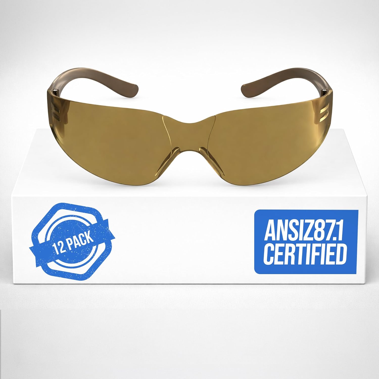 RUGGED BLUE Work Safety Glasses For Men | ANSI Z87 Certified Eyewear For Shooting Range | Anti-Scratch Outdoor Safety Glasses