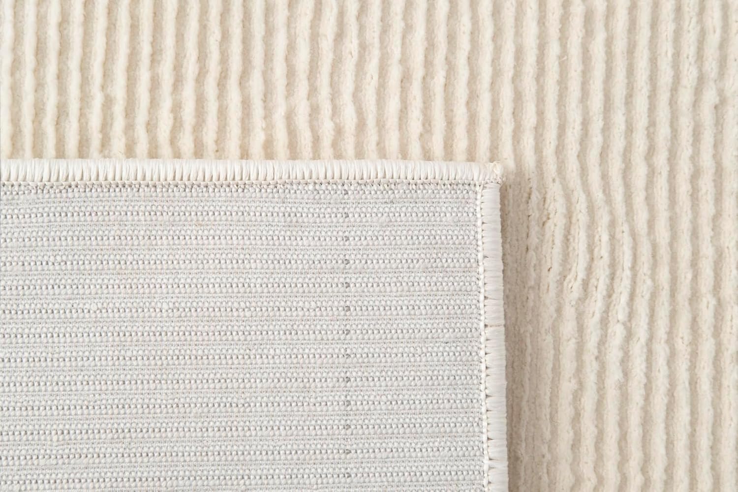 Revival Rugs Stripe 2'7"x4'11" Machine Washable Area Rug for Kitchen Bedroom - 100% Recycled Oeko-TEX Certified, Medium Pile, Beige, Cream