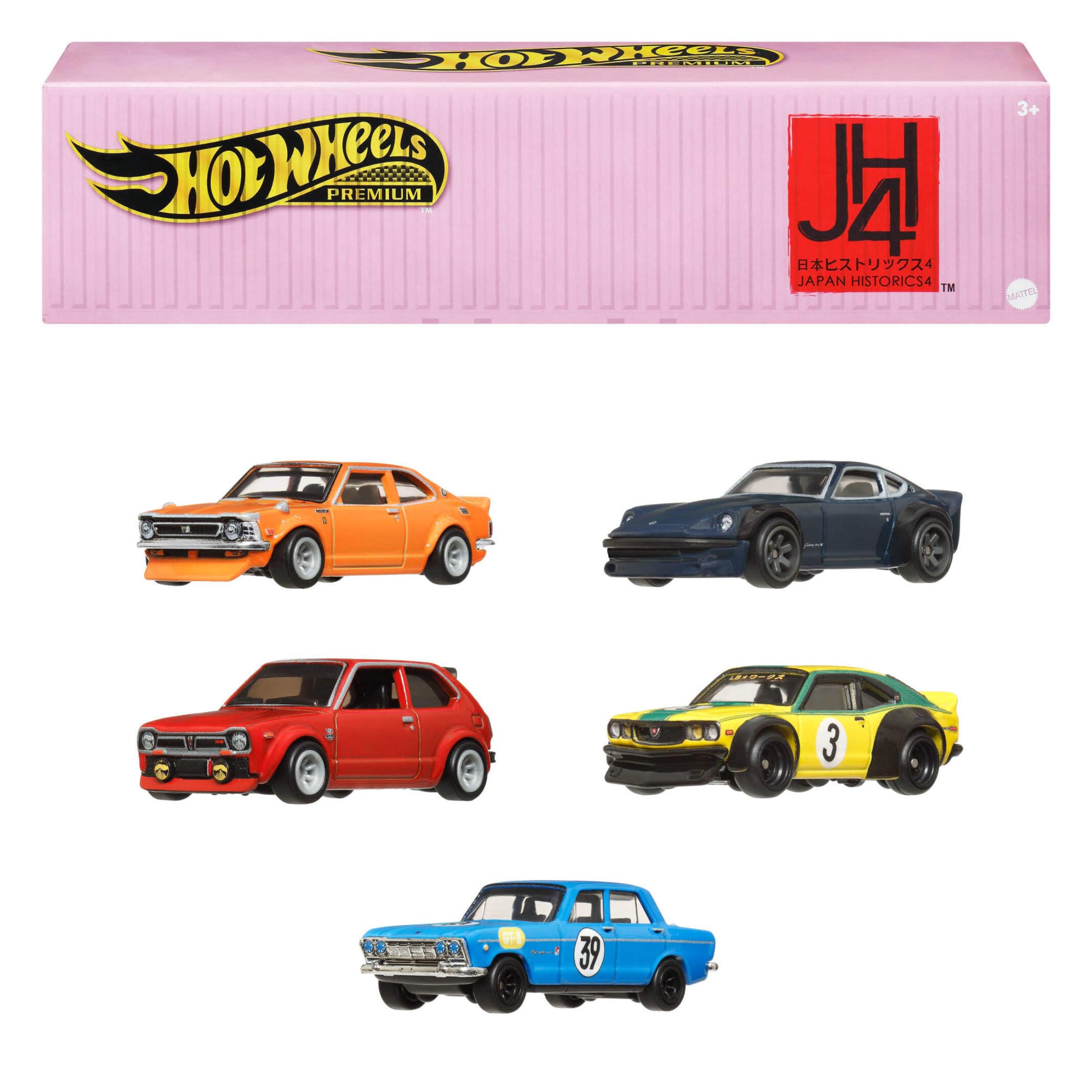 Hot Wheels Premium Car Culture Japan Historics 4 Conjunto HRW84 coches para colección, embalaje especial, 5 coches metál