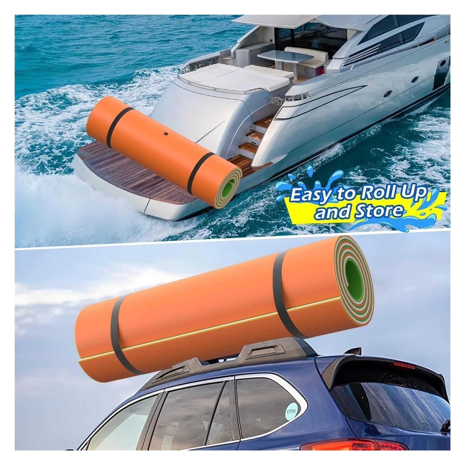 Tappetino Galleggiante per Acqua, Tappetino Galleggiante for Lago, Piscina e Mare, tappetini galleggianti in Schiuma for l'acqua(Orange,2.7mx1.3mx3.3cm)