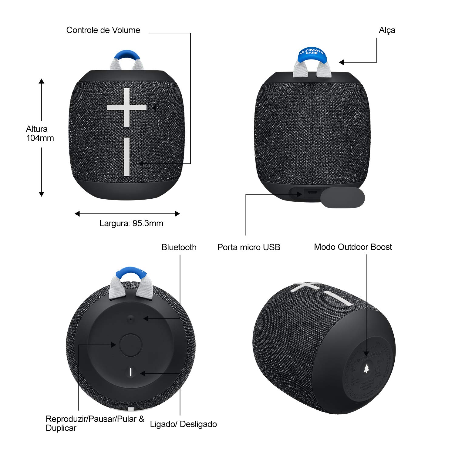 Caixa de Som Bluetooth Ultimate Ears WONDERBOOM 2 Portátil, À