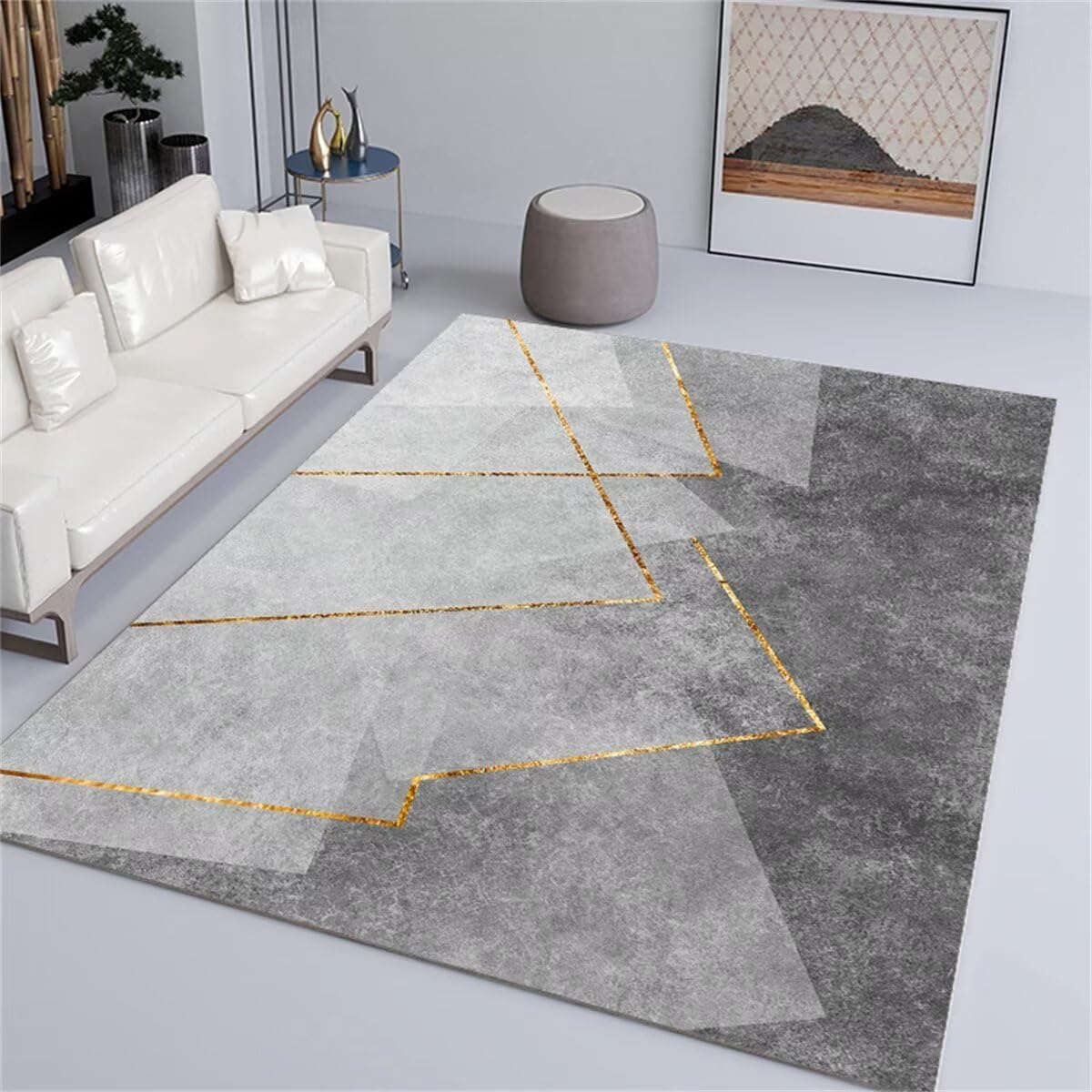 Moquette salon grande taille style minimaliste gris lavable pour chambre adulte