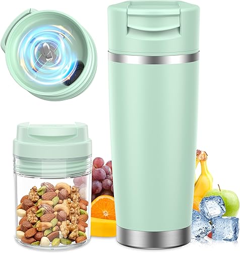 Licuadora portátil para batidos y batidos de 24 onzas, taza aislada inalámbrica, pequeña licuadora portátil personal con botella de acero