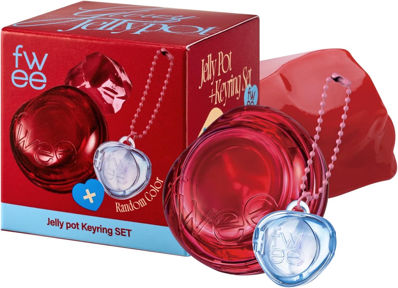 Glowy Jelly Pot + Keychain SET | Dewy Jelly Lip & Blush Color, Tinted Glow Jelly Balm, Dewy Buildable Finish – Honey Peach (Vivid Coral) | 0.14 oz