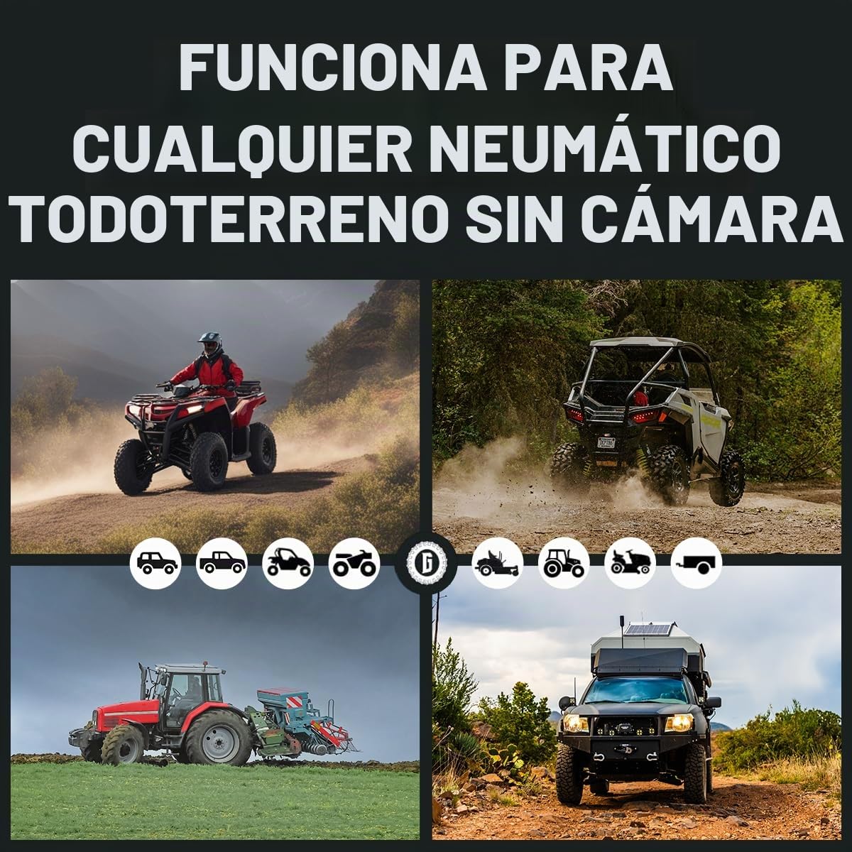 GlueTread - Kit de conexión externa para neumáticos sin cámara, sin necesidad de quitar el neumático, el kit incluye suficiente material para reparar 4 neumáticos, kit de reparación de pared lateral