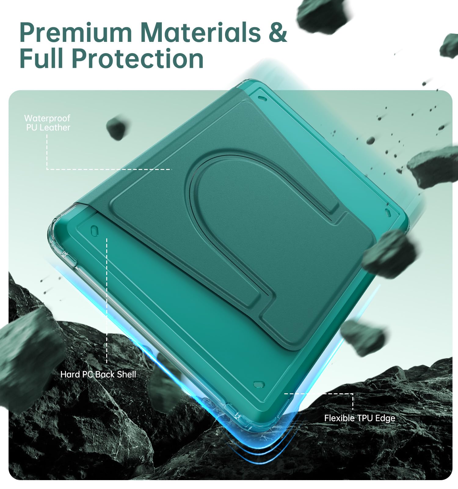 MoKo Coque Pivotante à 360° pour 7" Kindle Paperwhite 12e Gén 2024&Kindle Colorsoft 2024/2025, Étui Protection à Dos Clair Magnétique Détachable avec Support Réglable et Auto Réveil/Sommeil, Vert Jade