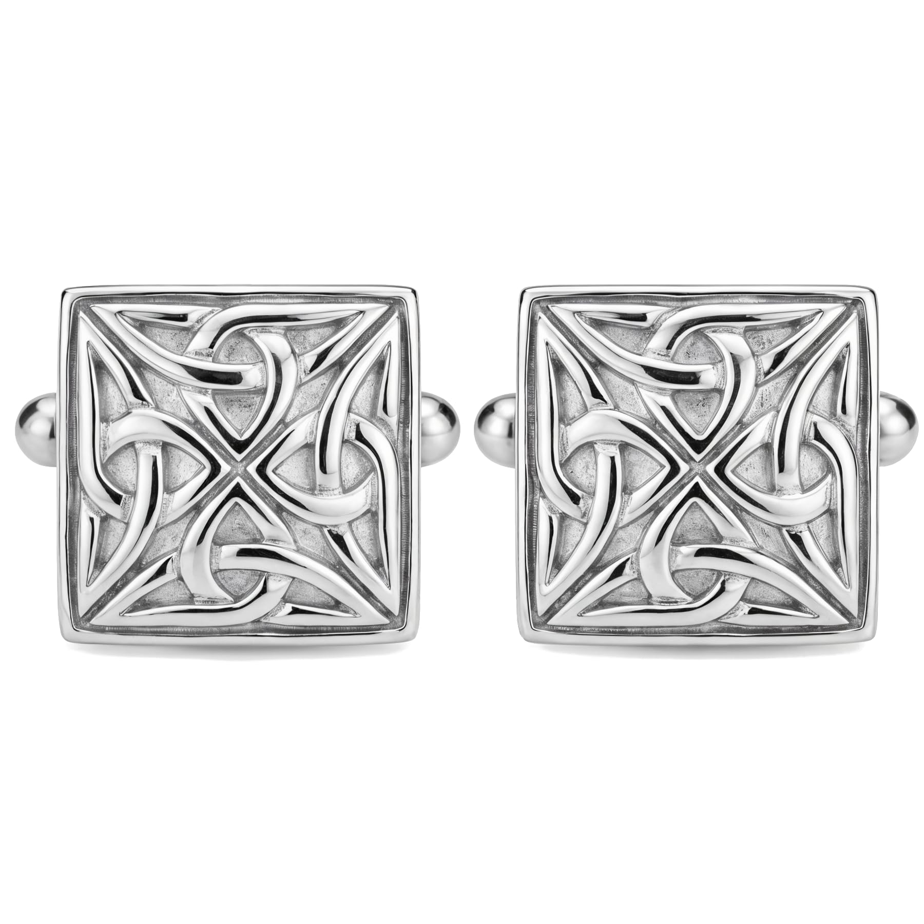 Gemelli quadrati con decorazioni celtiche, in argento Sterling, con confezione regalo