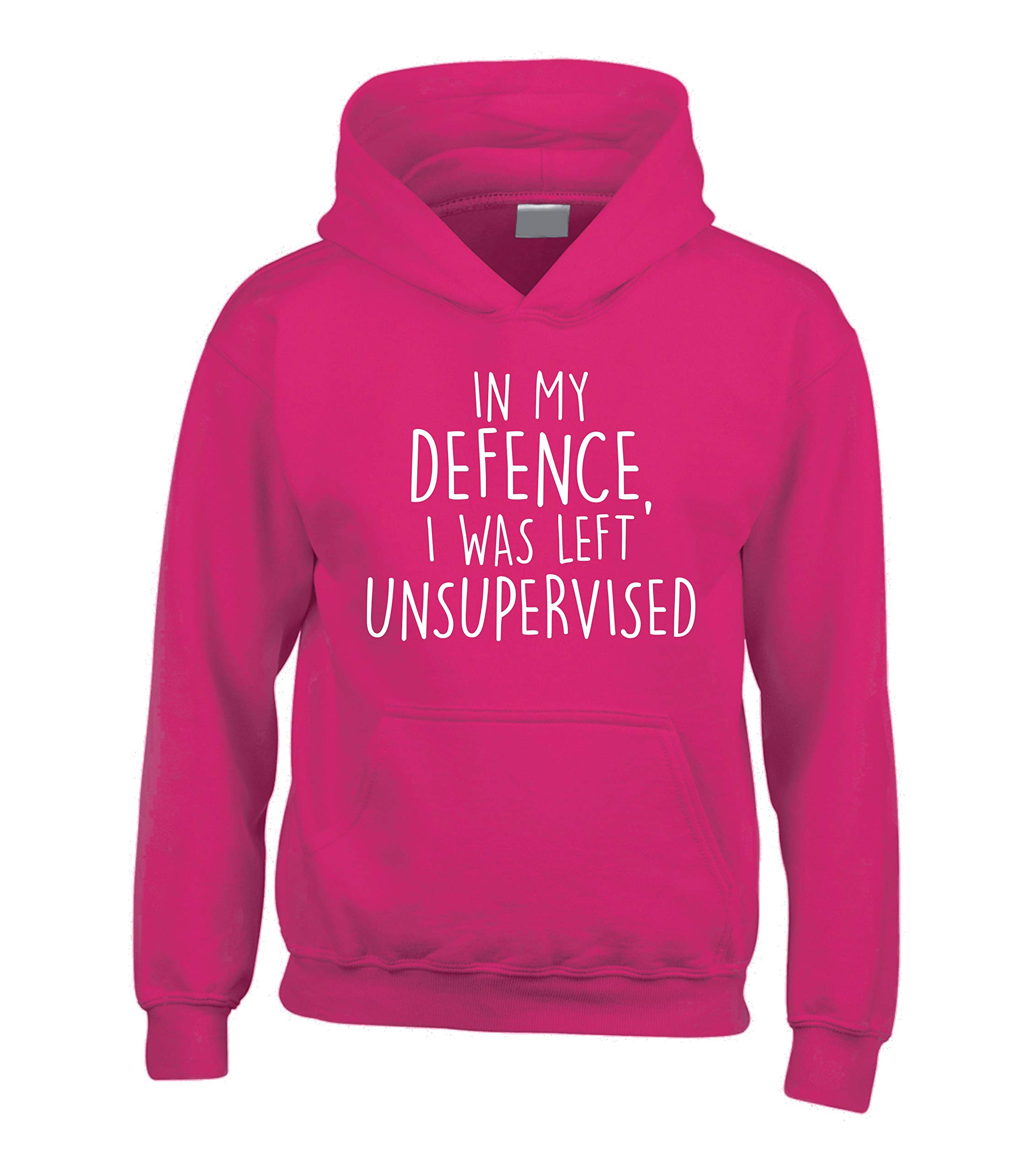 Edward Sinclair Men's Fuchsia | Medium | In My Defence, I Was Left Unsupervised | Hoodie | In White Print