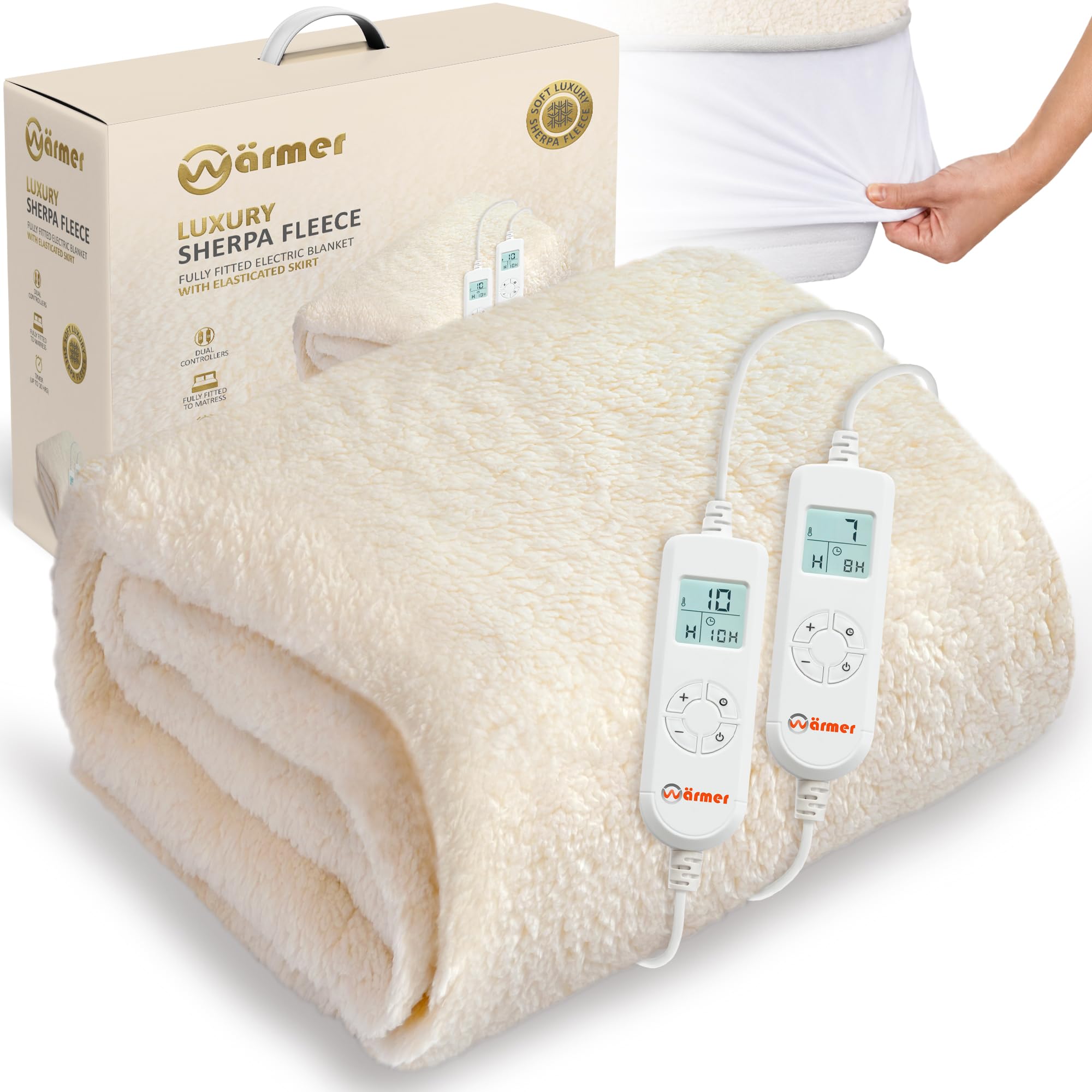 WÄRMER Electric Blanket Super King, Fleece, Fully Fitted, Dual Control