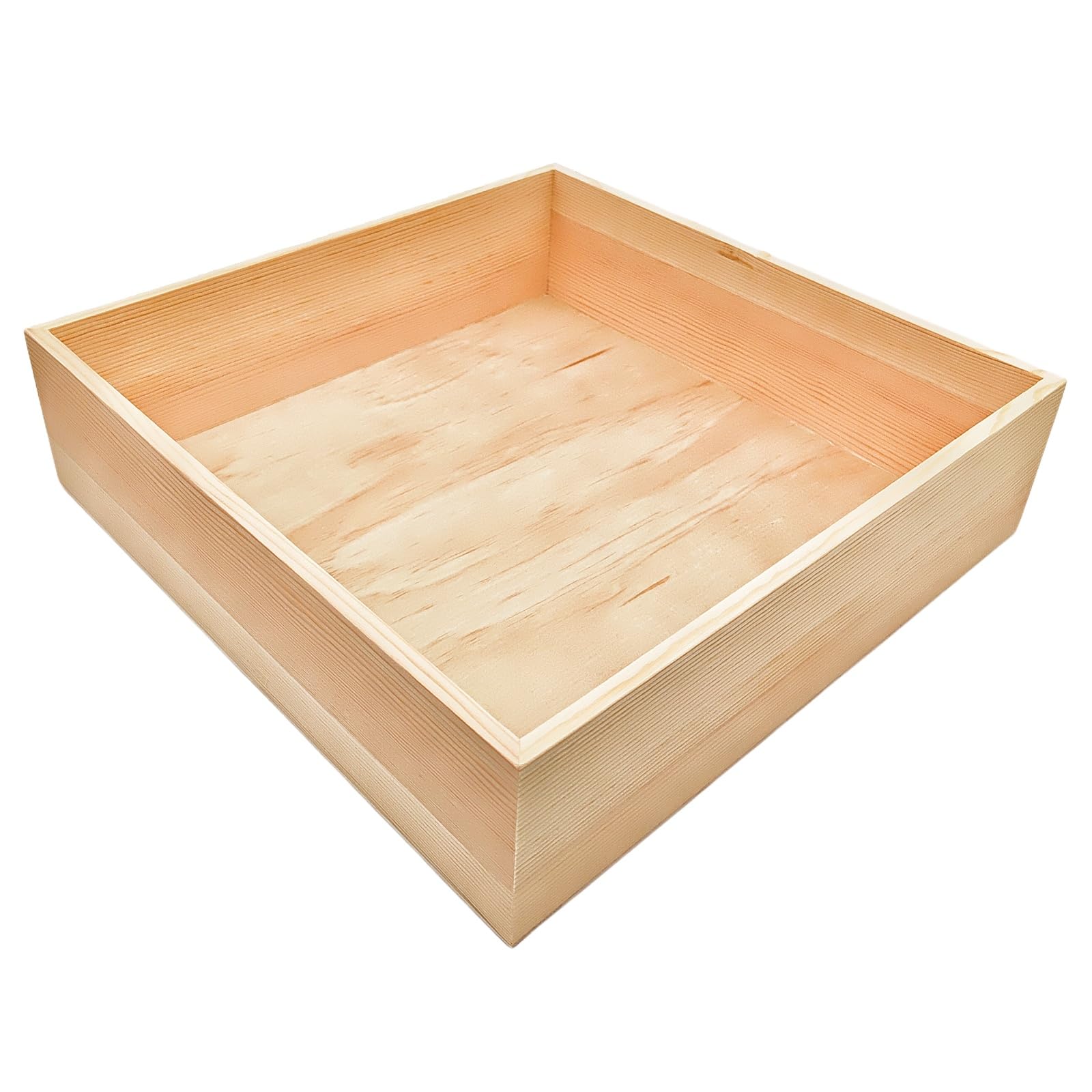 Anktily 1 Pack Unfinished Wooden Storage Boxes, 30 x 30 x 8 cm Square Organiser – Rustic Natural Wood Container for Home, Office & Venue Decor