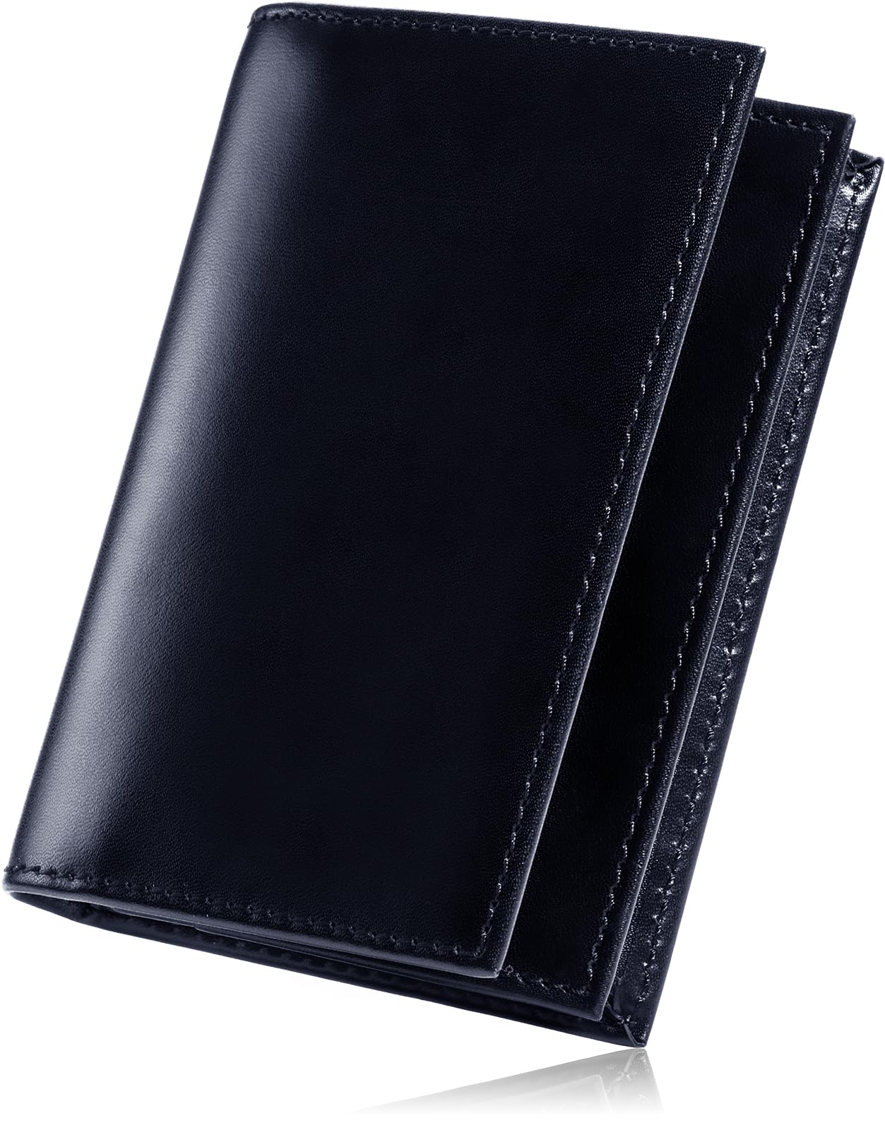 LEAGOO Italian Leather Business Card Holder Navy Wide Type 4 Pocket