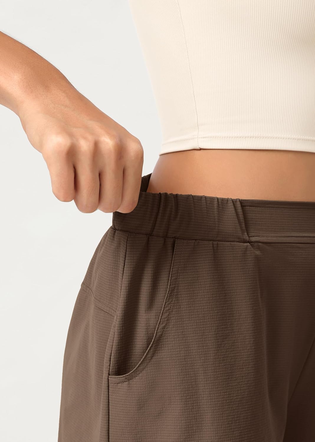 ODODOS Stretch Woven Relaxed Shorts for Women Elastic High Waist Summer Lightweight Casual Shorts with Pockets - Image 5