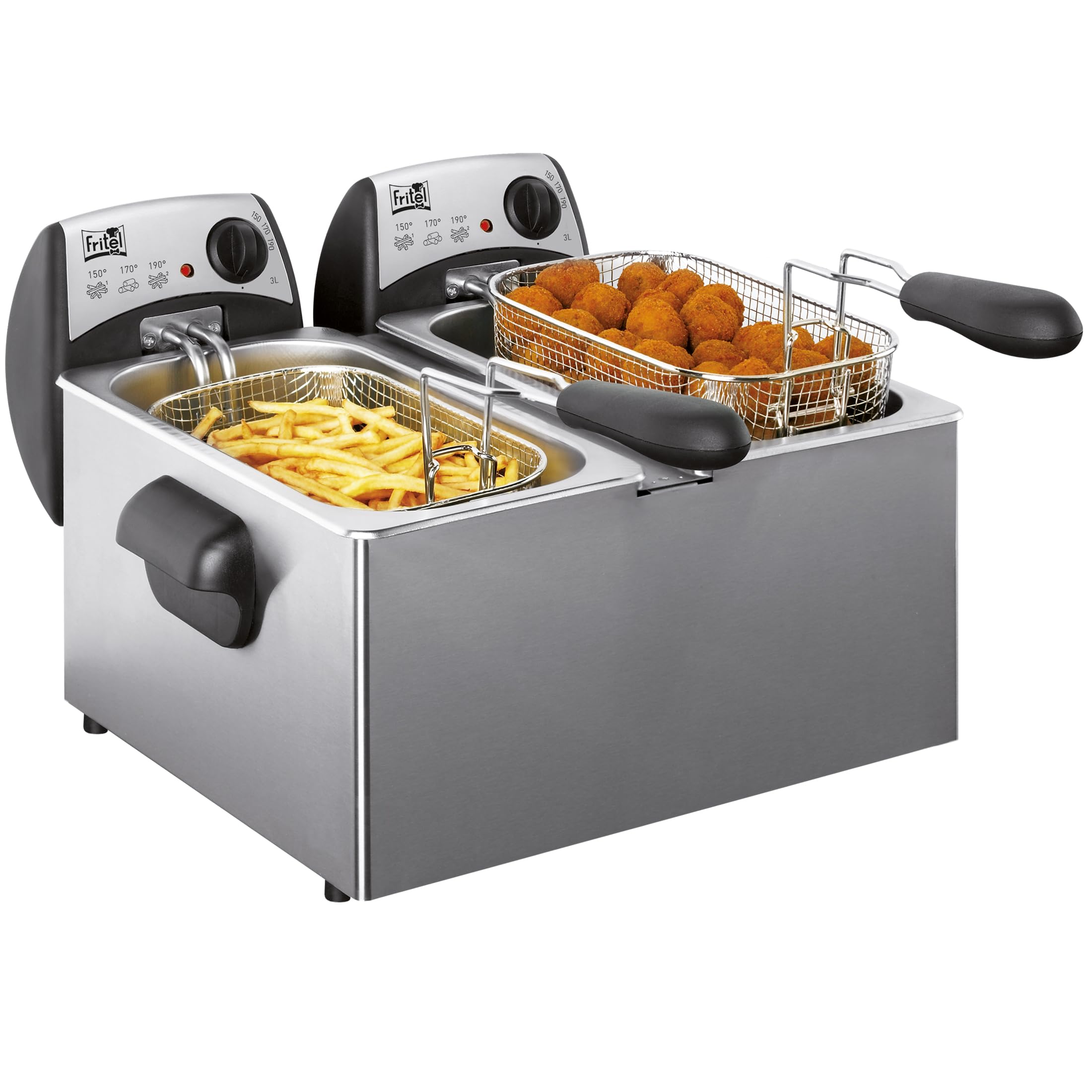 FRITEL FR 1355 Duo Doppelte Fritteuse 2 x 3 l 2 x 2200 W Staubschutzdeckel