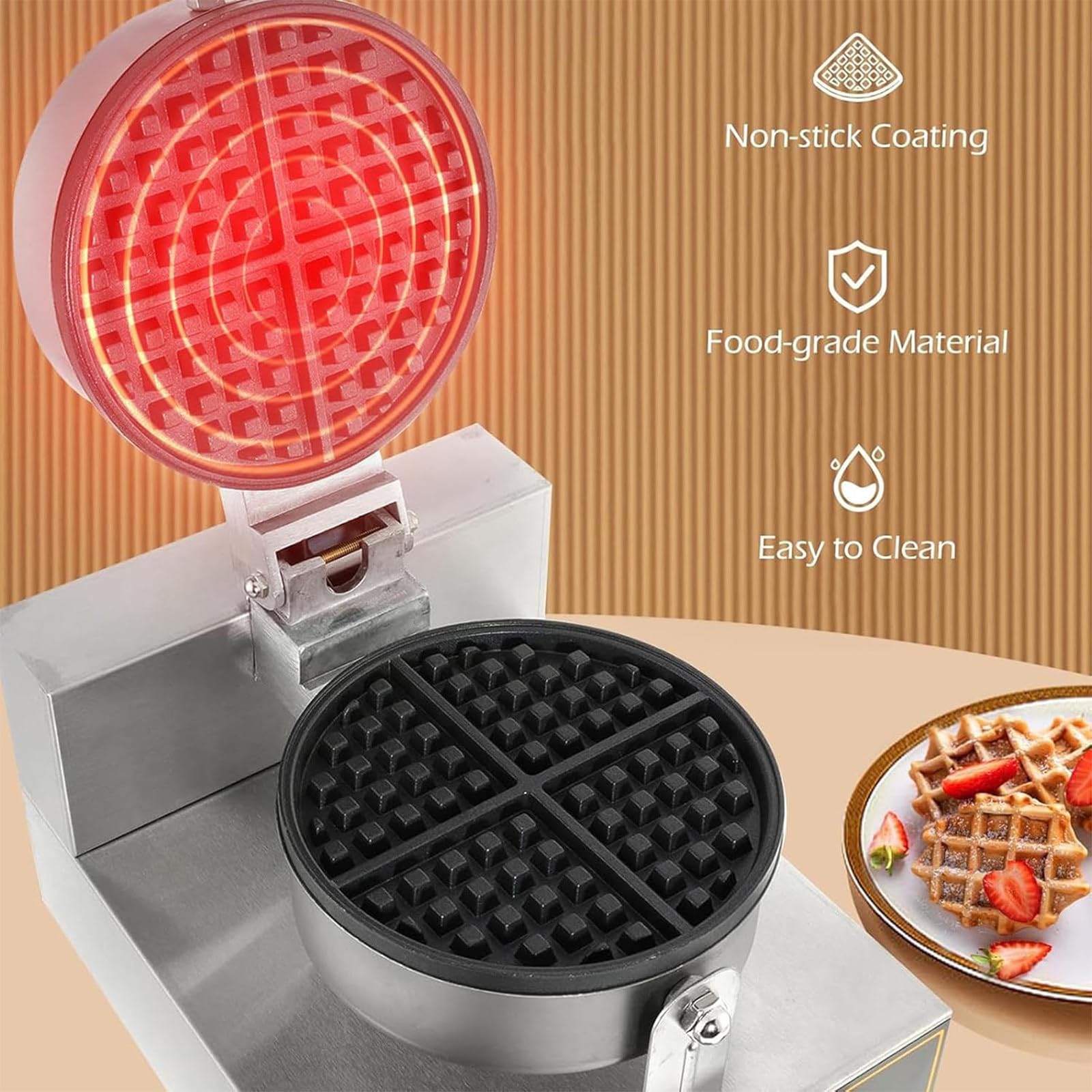 Stalowa Forma Do Gofrów Eggette, Gofrownica, Z Klipsem Do Żywności I Miarką, 1200 W Elektryczna Gofrownica Egg Bubble, Do Użytku Domowego, Kawiarnianego I Restauracyjnego,DoubleHead