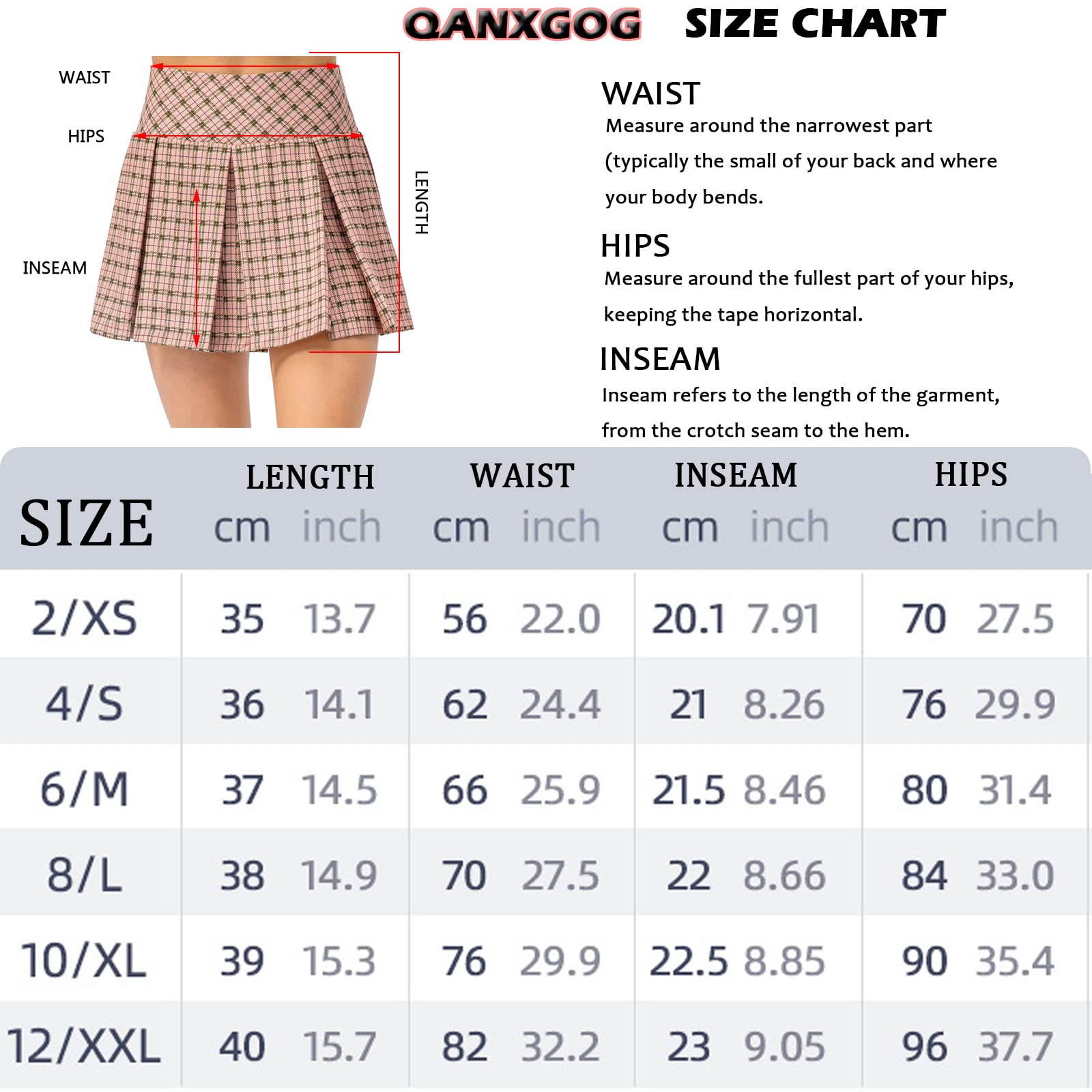 Tennisrock Damen Tennis Skort Damen, Karierten Rock Sport Skorts Tennisrock Hosenrock Outdoor Sommerrock mit Tasche & Innenhose