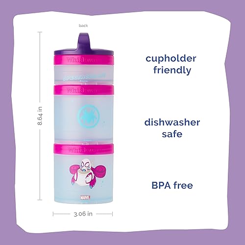 Miniatura 2 de Whiskware Spider-Man Team Spidey - Recipientes apilables para bebés, niños y niños pequeños, 3 tazas apilables para aperitivos para la escuela o