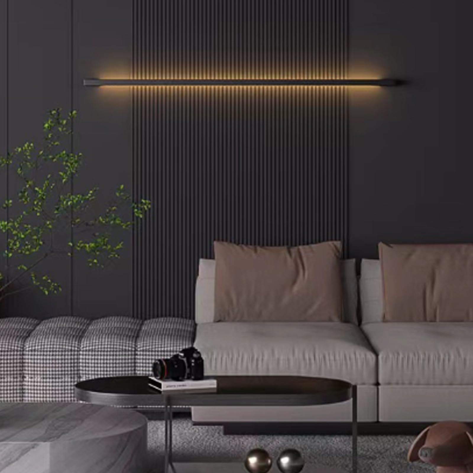 Aplique de pared rectangular negro de 100cm con luz cálida moderna de aluminio para pasillo 8