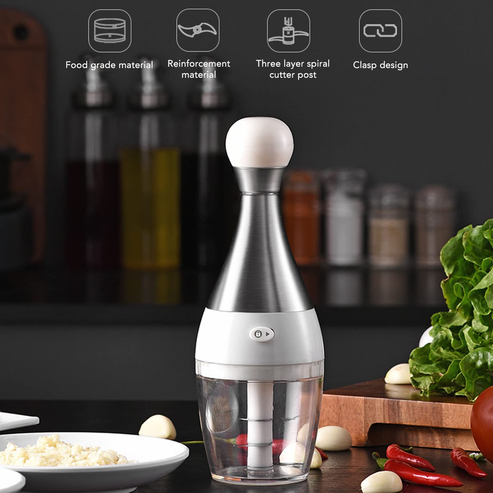 Hachoir manuel, hachoir rapide avec lame en acier inoxydable, pour hacher fruits, oignons