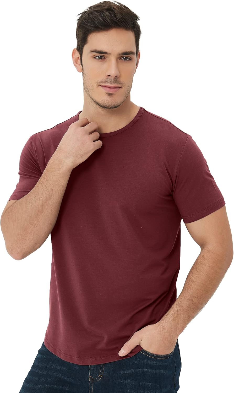 netdraw Men's Ultra-Soft Bamboo Viscose T-Shirt, Curved Hem Lightweight Cooling Cotton Blend Casual Tee - Image 3