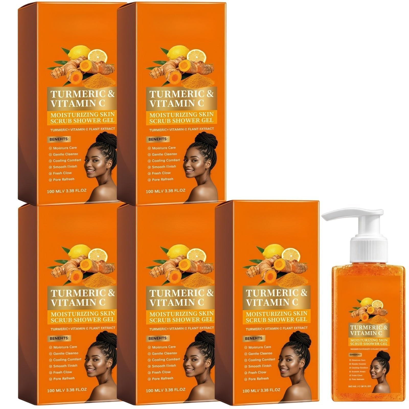 Peeling do ciała z kurkumą, witaminą C i niacynamidem - delikatny peeling do ciała i nawilżający, mydło pod prysznic i krem do twarzy z rozjaśniającym ciałem papai żel pod prysznic