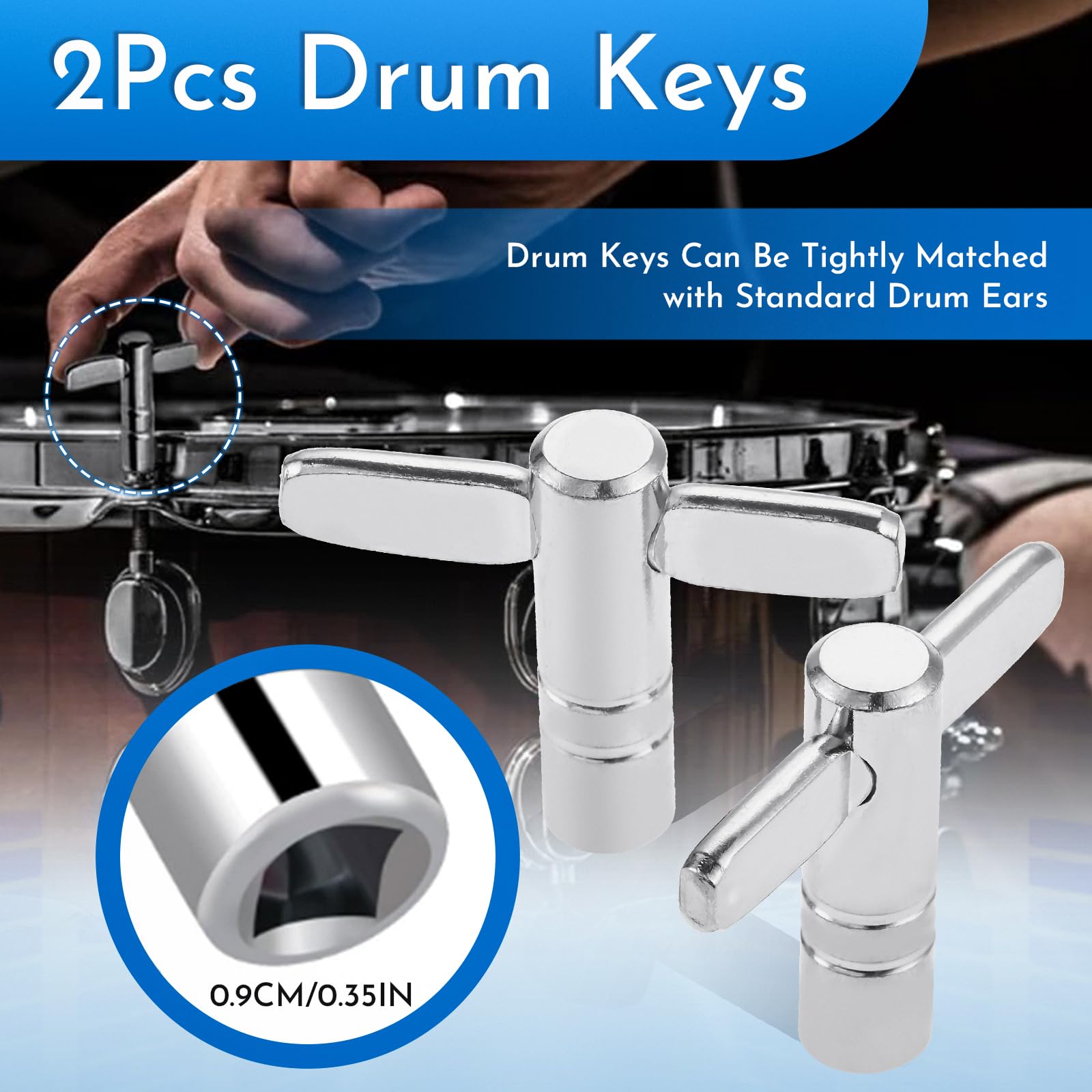 DRELD Drum Tuning Key Drill Bit Set & Percussion Tuner Wrench - 5Pcs Drum Key Tool for Acoustic/Electronic Drums - Image 3