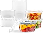 Elegant Disposables 8 OZ - 24 Sets Plastic Deli Food Storage Containers with Airtight Flexible Lids Microwavable, Leak Free, Washable, Freezer Safe.