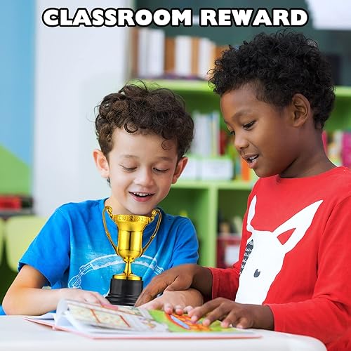 Miniatura 4 de Paquete de 40 mini trofeos a granel pequeños trofeos de plástico para niños de 3.4 pulgadas, taza de premio de oro para clase, recompensa escolar,