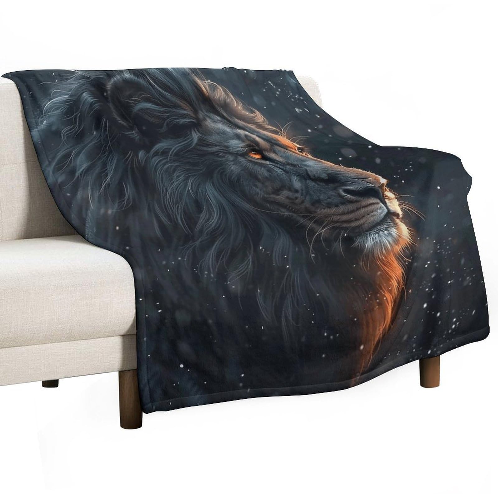 Couverture flanelle lion anti-boulochage pour éliminer le froid sur votre canapé de salon