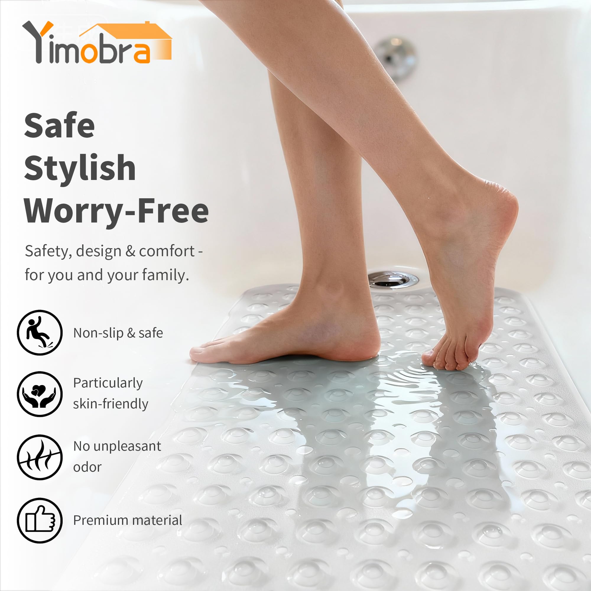 yimobra bañera y ducha alfombrilla Extra larga antideslizante L 40 x W 16 cm