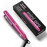 Terviiix Mini Flat Iron Adjustable Temperature, Travel-Size Mini Hair Straightener, Small Flat Irons for Short Hair/Curls Bangs, Ceramic Portable Tiny Hair Curler, Dual Voltage, Auto-Off, Pink, 1/2\'\'