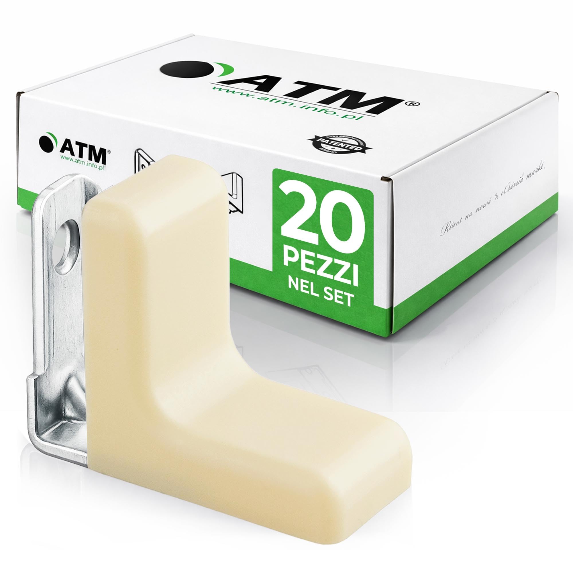 ATM Squadretta Angolare con Copertura Acero – Connettore per Mobili in Acciaio Zincato 90°, Rinforzo per Armadio, Scaffale, Tavolo, Sedia, Letto – Set di 20
