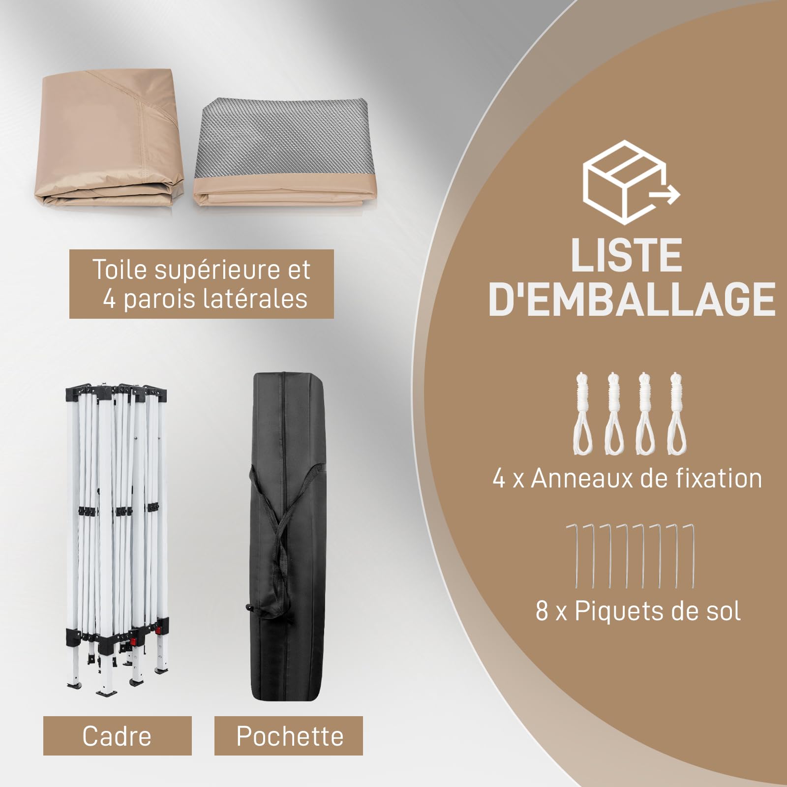 LEADZM Tonnelle Pliable 3x3 m Imperméable Anti-UV 50+, Hauteur Ajustable avec 4 Moustiquaires, Structure Stable, pour Jardin, Terrasse, Camping Et Usage Professionnel,Kaki