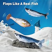 Vista 8 de Petgravity Bite-Sized Realistic Flopping Fish Cat Toys, 3 Pack, Interactive Cat Toys for All Breeds, Tap-Activated 3 Flapping Mode