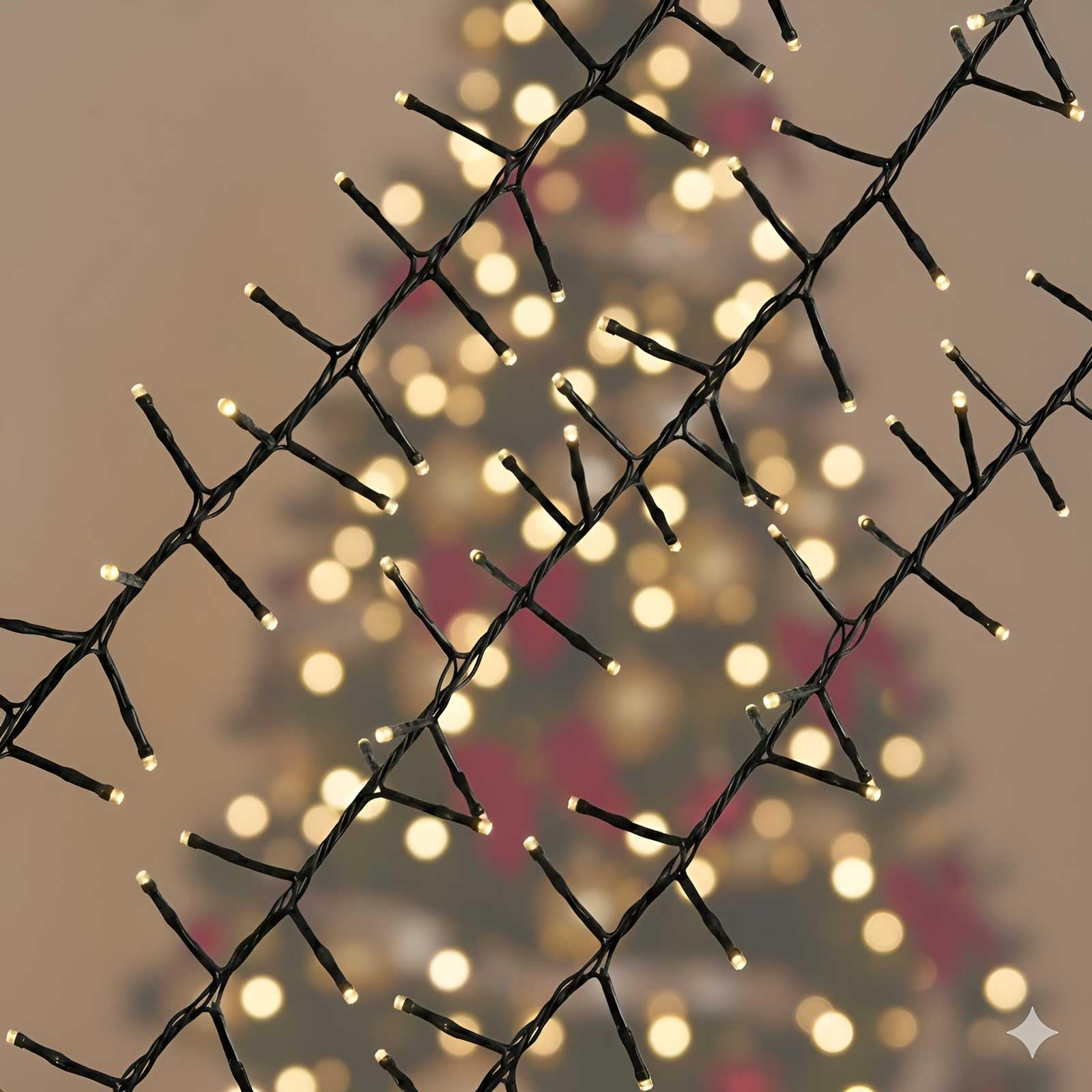 Qbis Warm White Premium Led Cluster Lights With Twinkle Mode. Christmas Garland Fairy Lights Connectable, 500 Lights On Black Wire For Indoor Or Outdoor