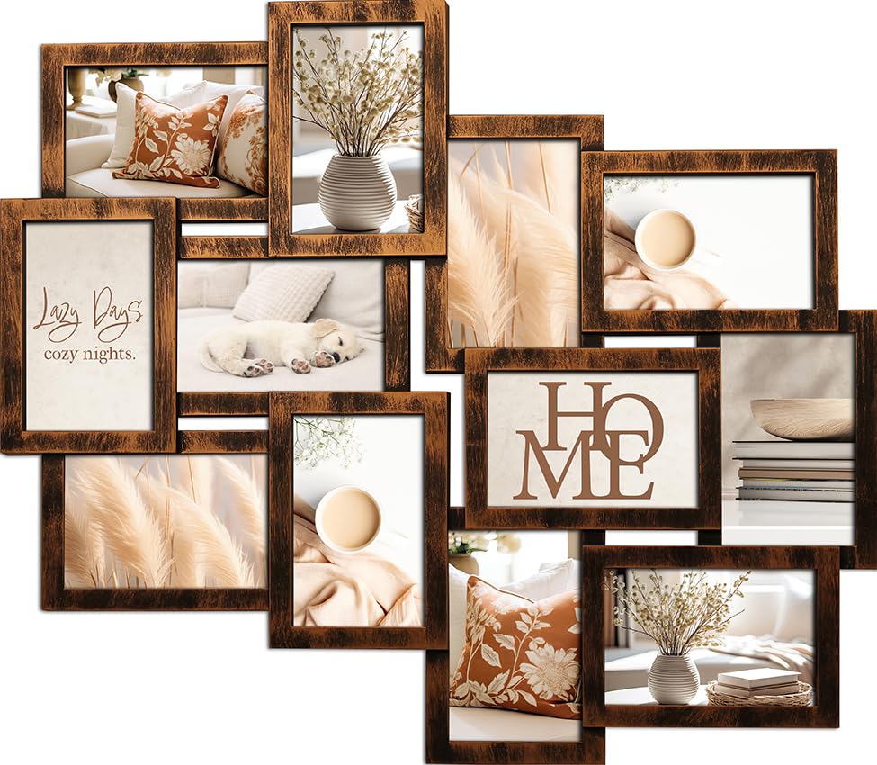 Wackadoo Bilderrahmen Collage 12 Bilder 10x15 cm – Fotorahmen für Wand,...