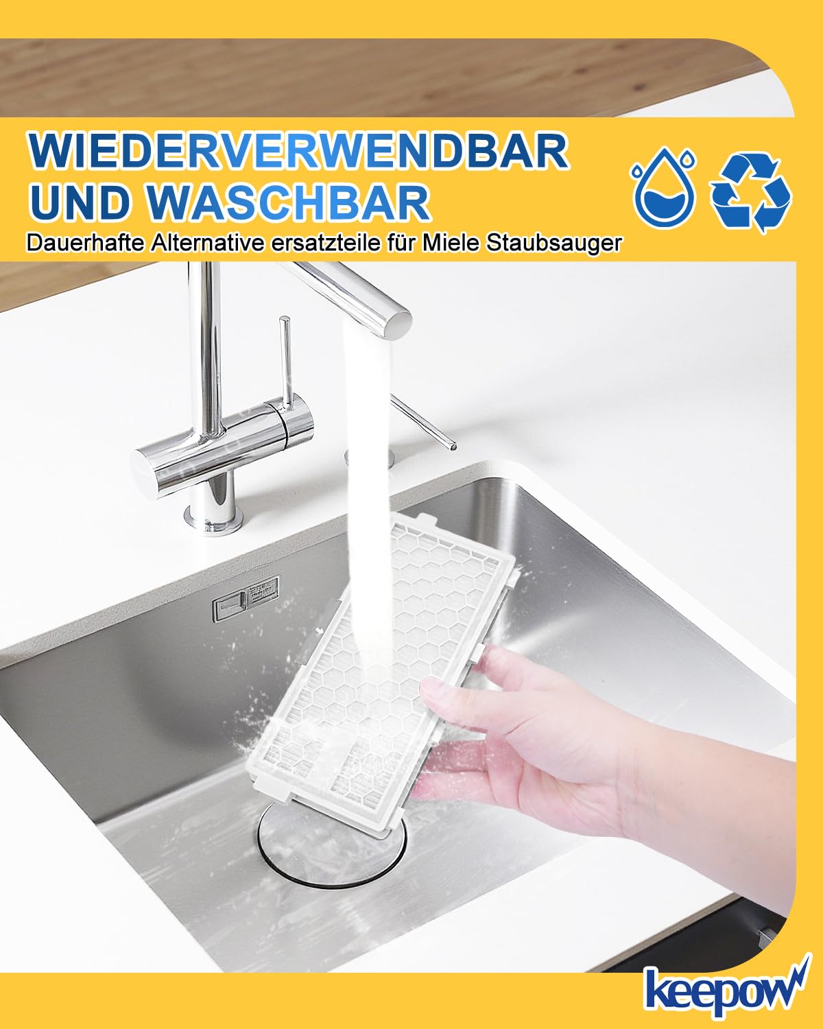 KEEPOW 1 filtr do odkurzaczy Miele Hepa Airclean SF-HA 50, Kompatybilny z Miele Complete C3 & C2, Compact C1 & C2, S8340, Hepa Airclean 50 dla S4000, S5000, S6000 & S8000 Baureihe