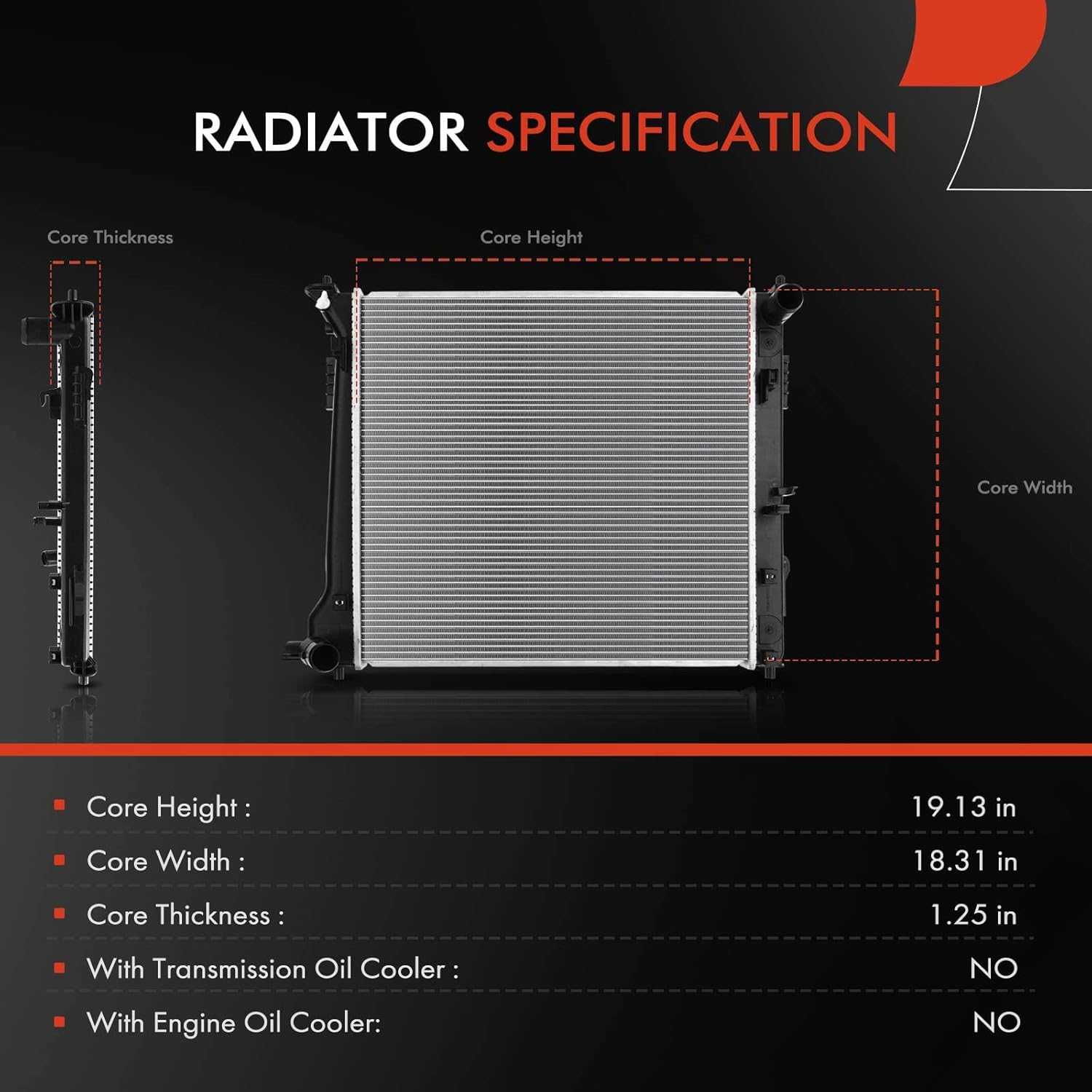 A-Premium Engine Coolant Radiator Assembly Compatible with Hyundai Tucson 2016 2017 2018, L4 1.6L, Automatic Dual Clutch Transmission, Replace# 25310D3200