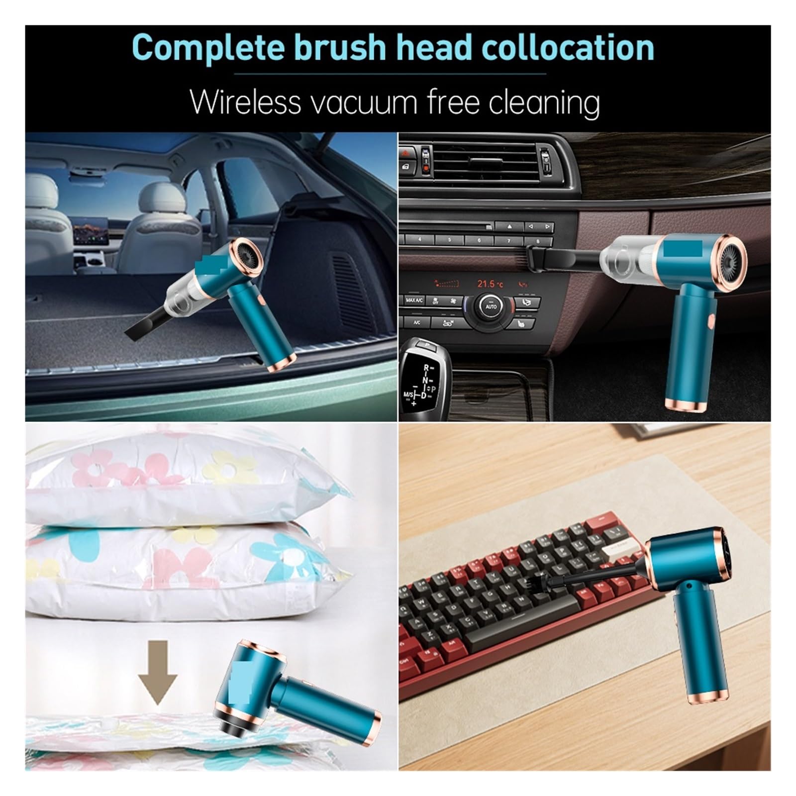 Aspiradora De Coche De 90000pa, Mini Aspiradora Inalámbrica De Mano, Máquina De Limpieza De Succión Fuerte, Limpiador Portátil For El Hogar Y El Teclado Del Coche Para pelo de mascotas, coche, hogar,