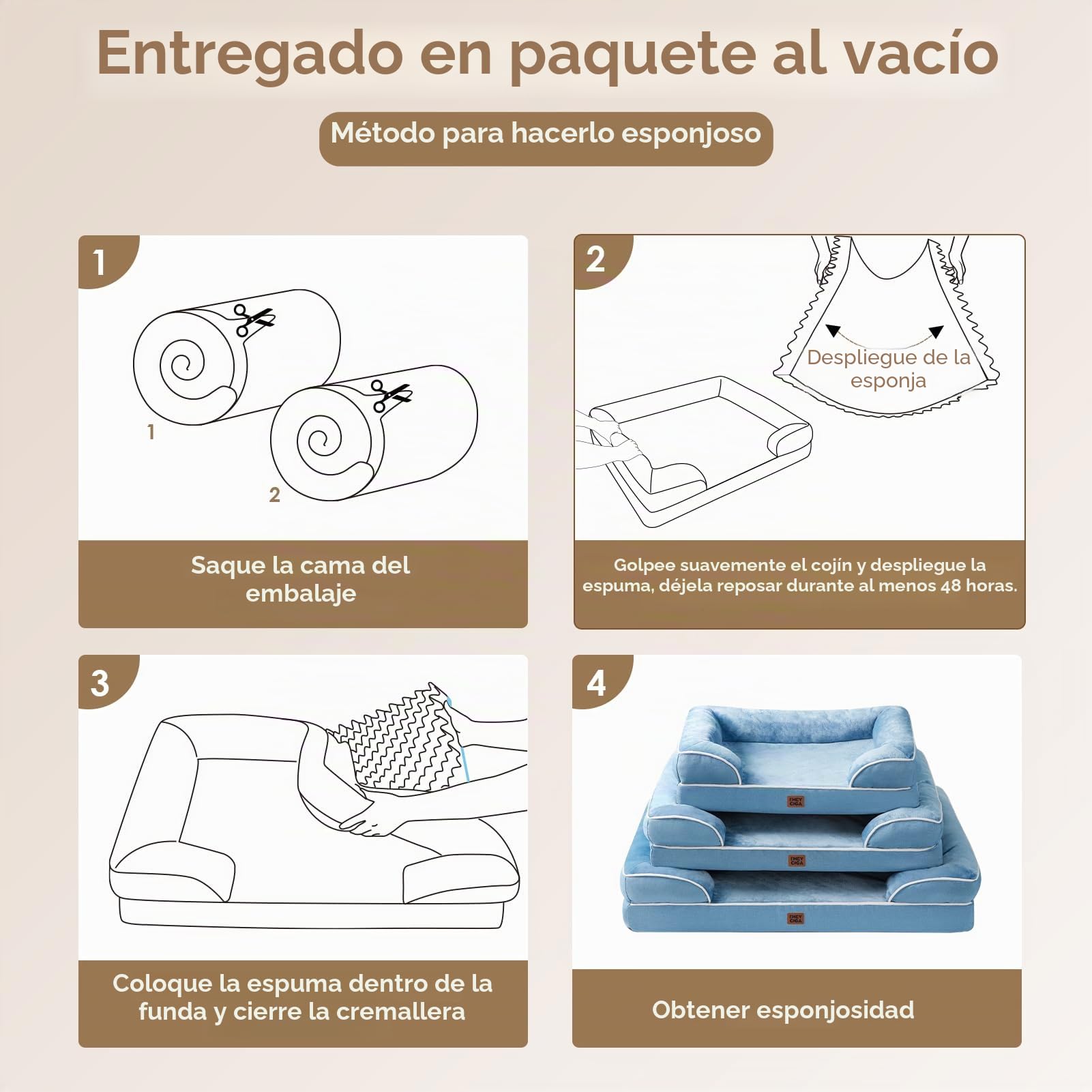 EHEYCIGA Cama Perro Grande 104x68x16cm, Colchon Perro Grandes Impermeable Lavable con Espuma Viscoelástica, Sofá Perro Desmontable, Azul