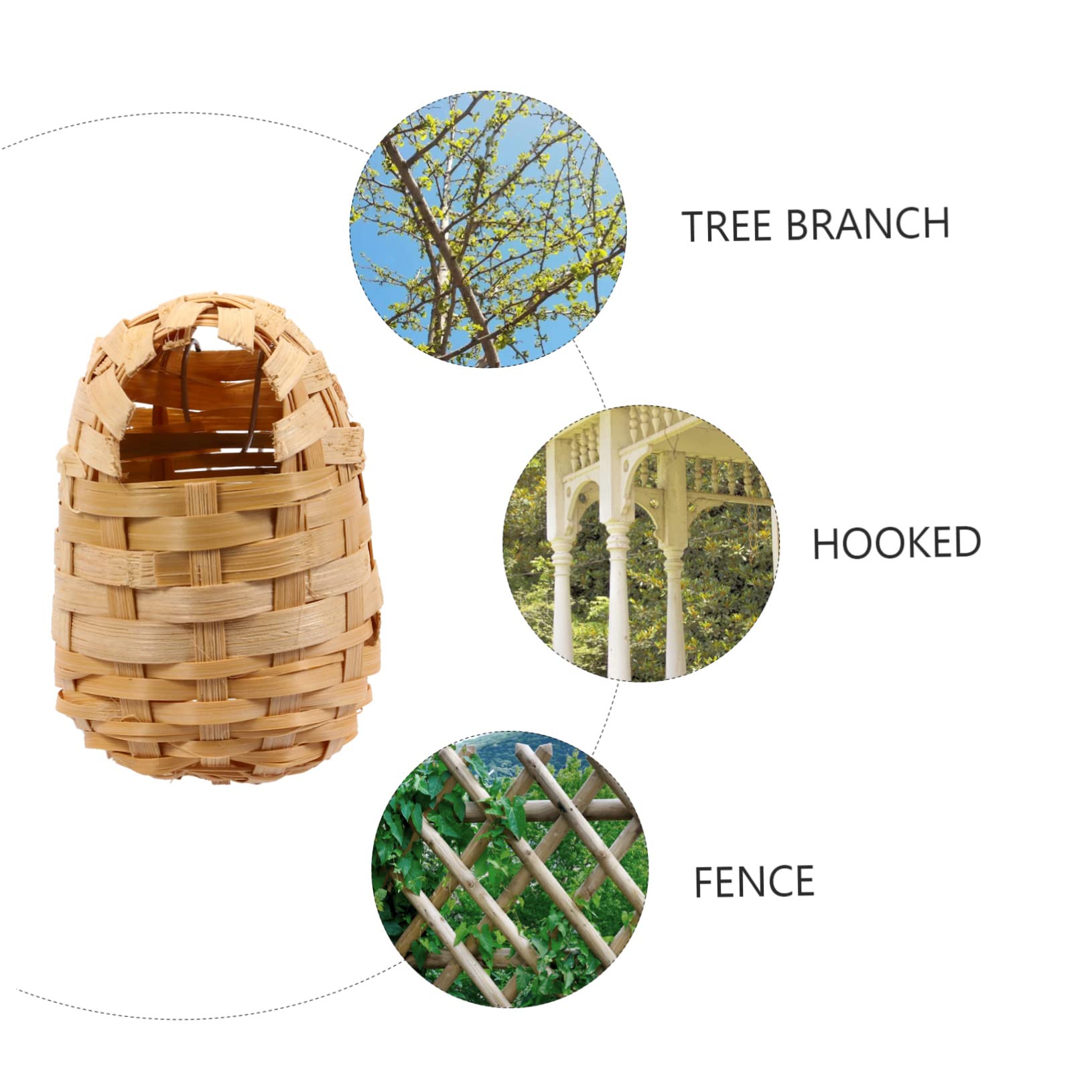 6 Casas de Pájaros Tejidas a Mano de Bambú, Refugio Cálido y Resistente para Exterior con Ganchos para Colgar en Jardín o Porche